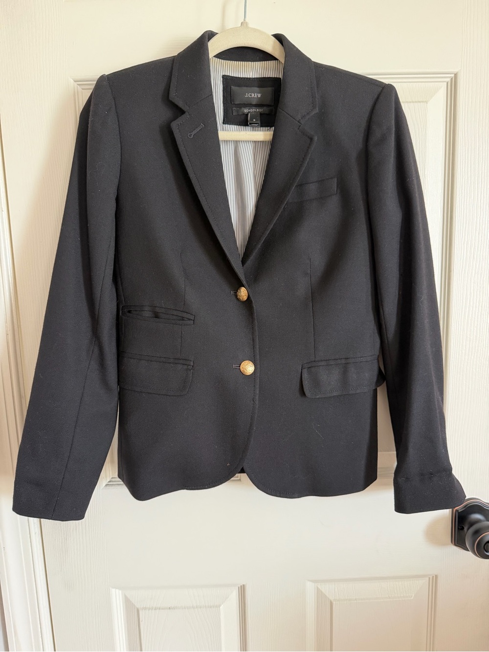 J. Crew Black Women's Two-Button Notch Lapel Blazer with Gold Buttons